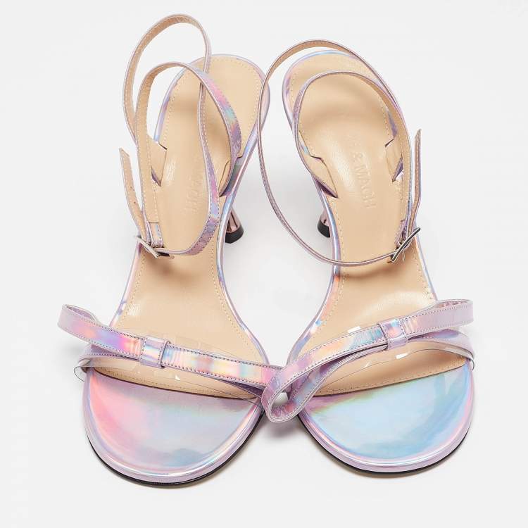 Pre Owned Mach & Mach Multicolor Leather French Bow Ankle Strap Sandals 37