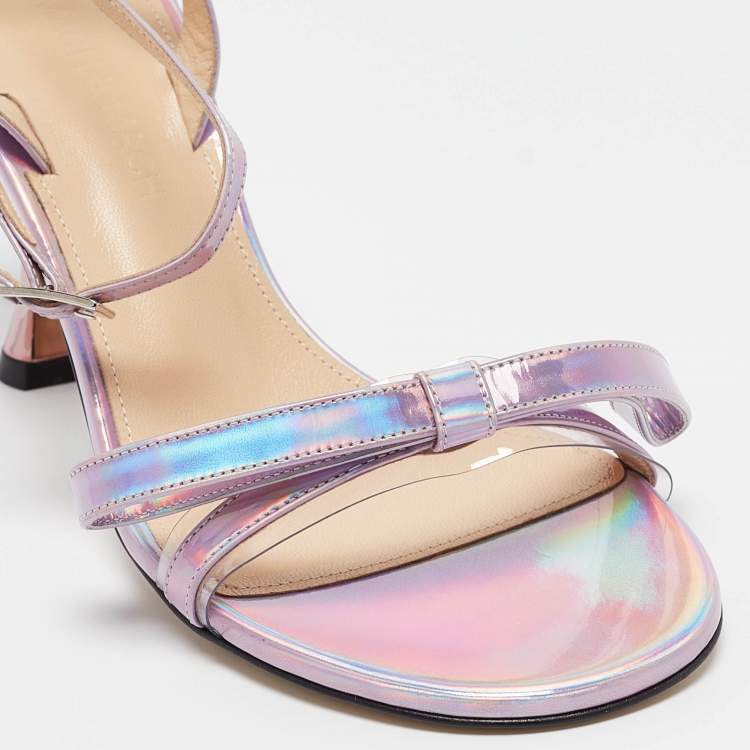 Pre Owned Mach & Mach Multicolor Leather French Bow Ankle Strap Sandals 37