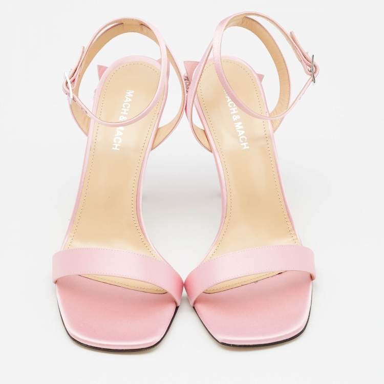 Pre Owned Mach & Mach Pink Satin Wonder Tulip Ankle Strap Sandals Size 39