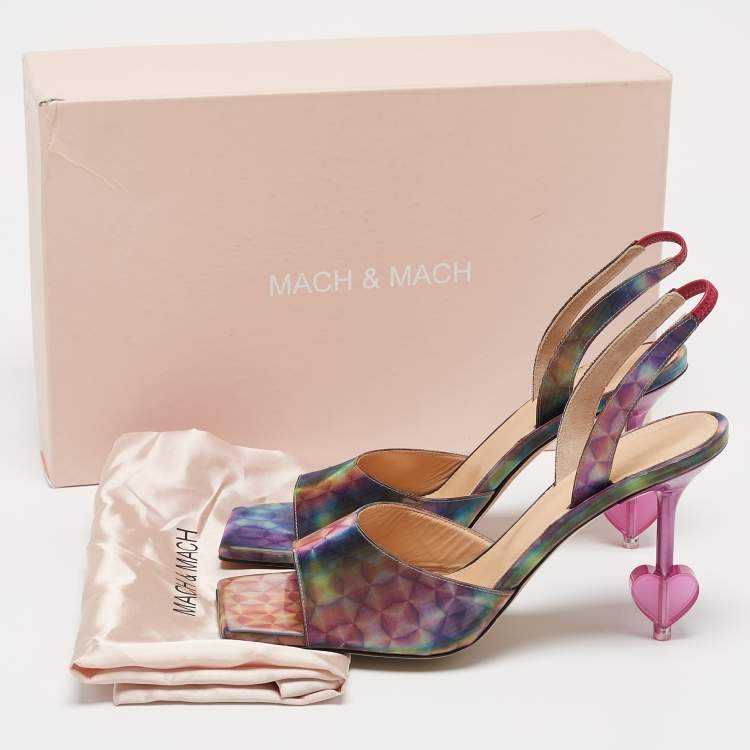 Pre Owned Mach & Mach Multicolor Kaleidoscope Print PVC Slingback Sandals Size 39