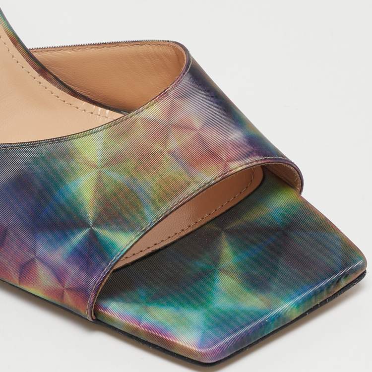 Pre Owned Mach & Mach Multicolor Kaleidoscope Print PVC Slingback Sandals Size 39
