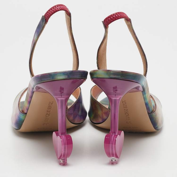 Pre Owned Mach & Mach Multicolor Kaleidoscope Print PVC Slingback Sandals Size 39