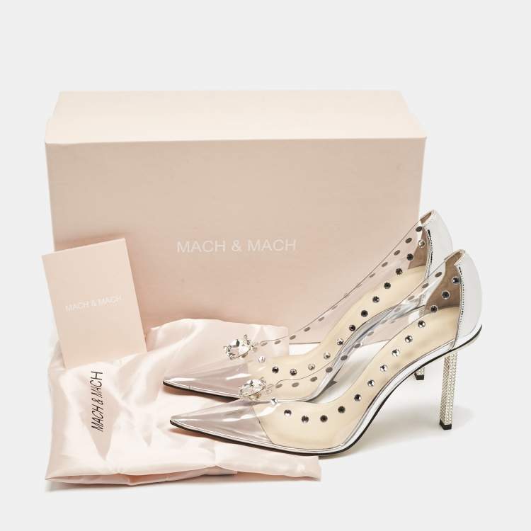 Pre Owned Mach & Mach Transparent PVC and Leather Diamond Dreams Pumps Size 39