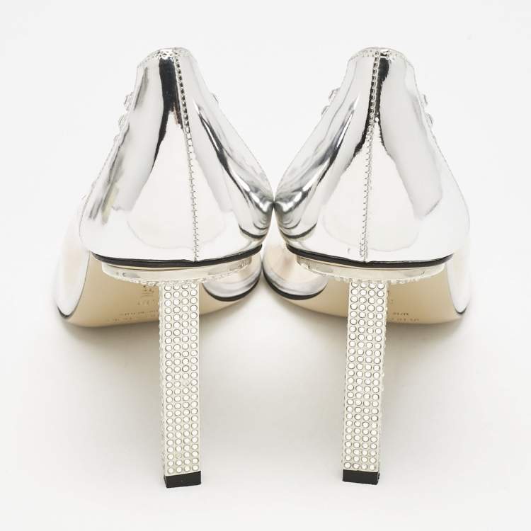 Pre Owned Mach & Mach Transparent PVC and Leather Diamond Dreams Pumps Size 39