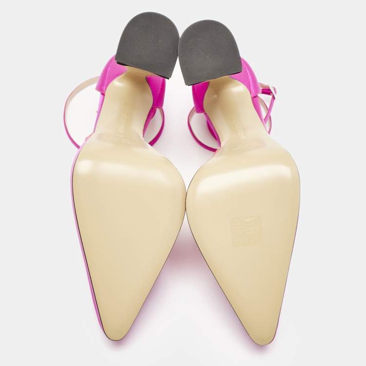 Pre Owned Mach & Mach Pink Satin Galaxy Crystalized Platform Pumps Size 39