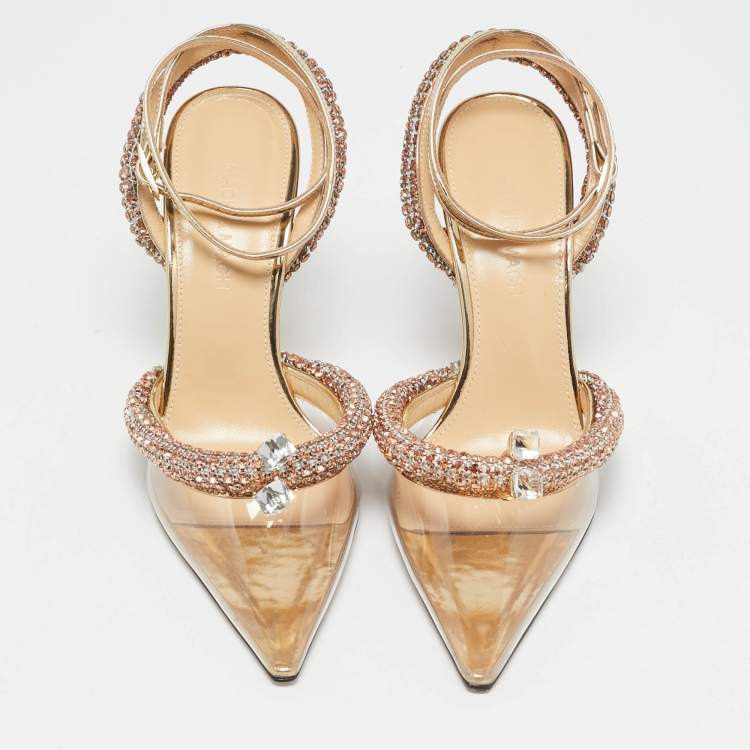 Pre Owned Mach & Mach Transparent PVC Crystal Embellished Georgia Pumps Size 36