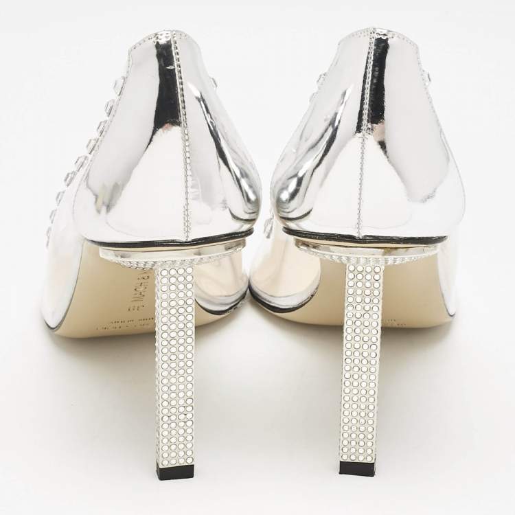 Pre Owned Mach & Mach Transparent PVC and Leather Diamond Dreams Pumps Size 39