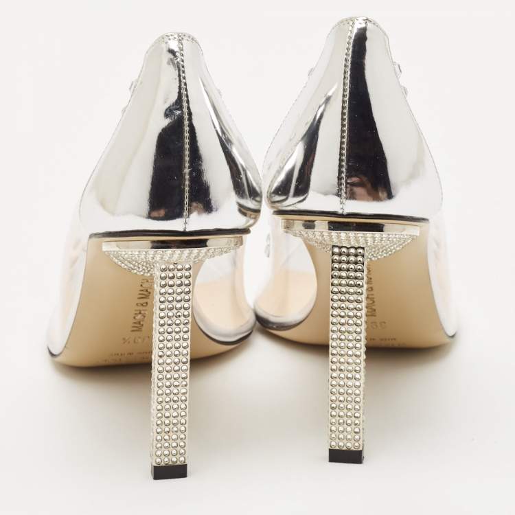 Pre Owned Mach & Mach Transparent PVC and Leather Diamond Dreams Pumps Size 39.5