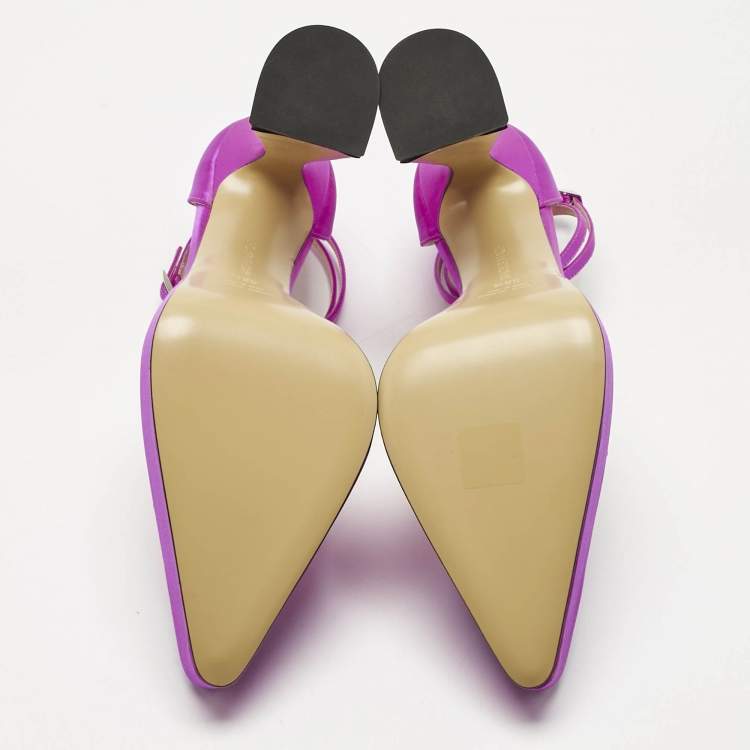 Pre Owned Mach & Mach Pink Satin Galaxy Crystalized Platform Pumps Size 38.5