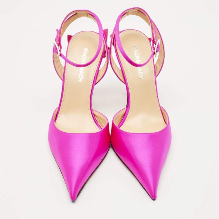 Pre Owned Mach & Mach Fuchsia Satin Wonder Tulip Ankle Strap Pumps Size 37
