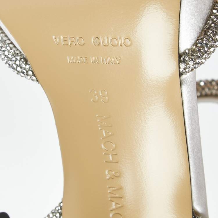 Pre Owned Mach & Mach White Satin Crystal Embellished Double Bow Pumps Size 39