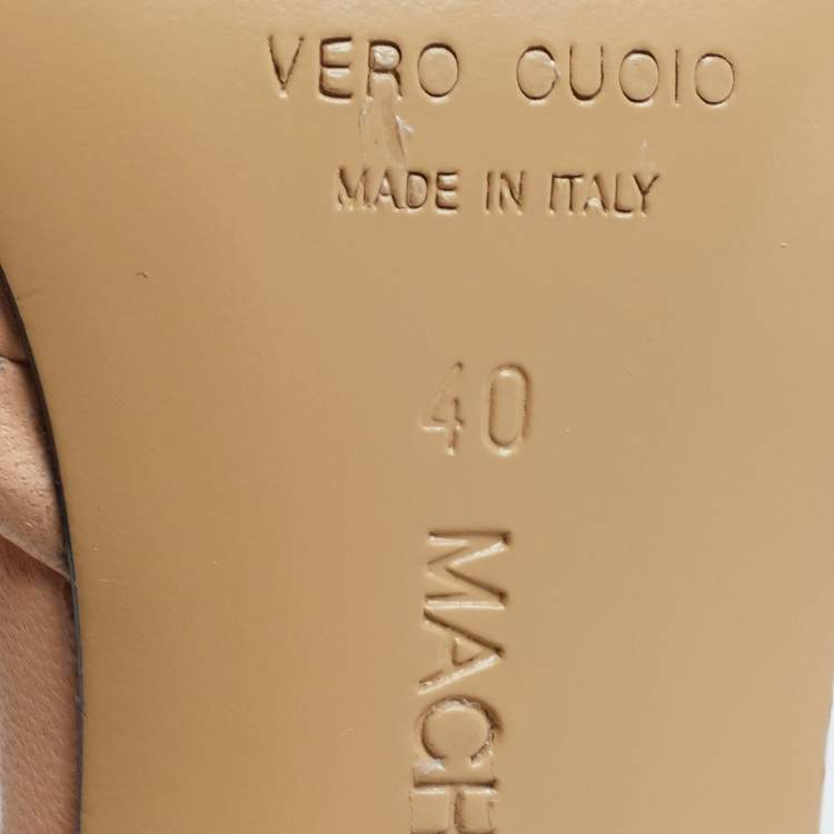 Pre Owned Mach & Mach Beige Leather Double Bow Ankle Strap Pumps Size 40