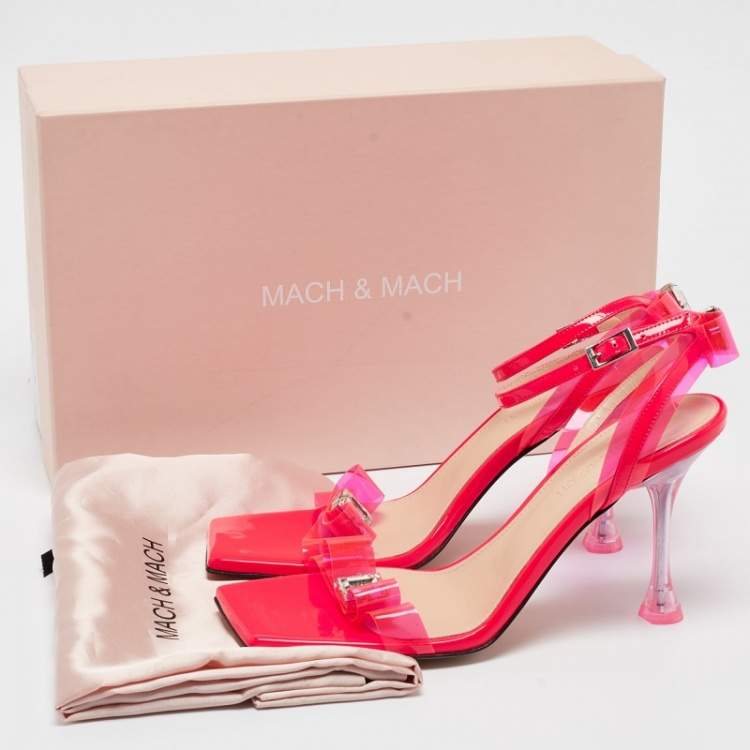 Pre Owned Mach & Mach Pink PVC and Patent French Bow Sandals Size 38.5 