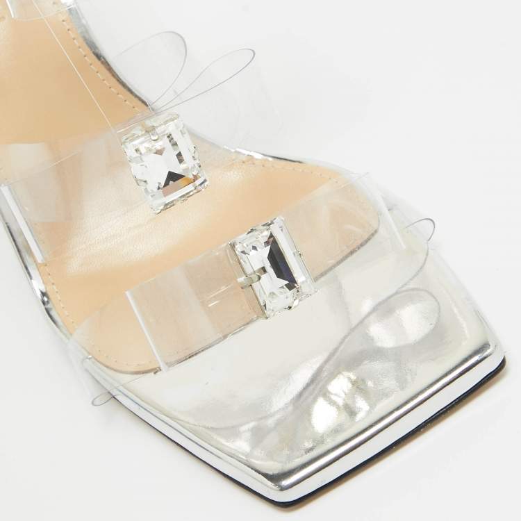 Pre Owned Mach & Mach Transparent PVC French Triple Bow Sandals Size 40