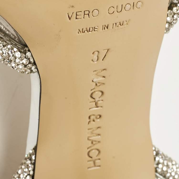 Pre Owned Mach & Mach Silver PVC Double Bow Pumps Size 37