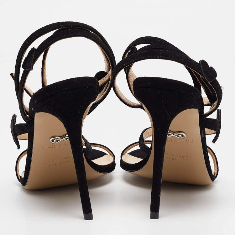 Pre Owned Mach & Mach Black Suede Petit Coeur Sandals Size 39