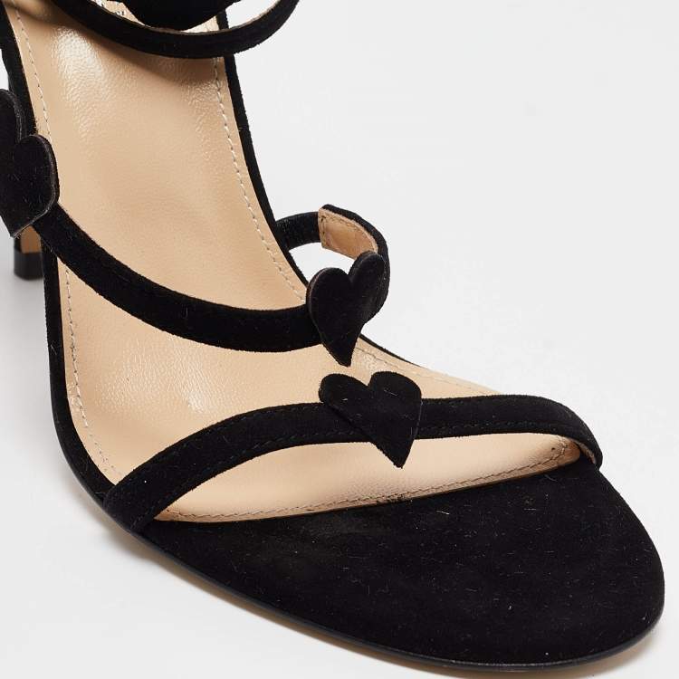 Pre Owned Mach & Mach Black Suede Petit Coeur Sandals Size 39