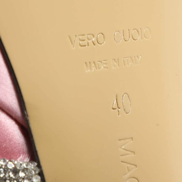 Pre Owned Mach & Mach Pink Satin Double Bow Crystal Embellished Platform Pumps Size 40