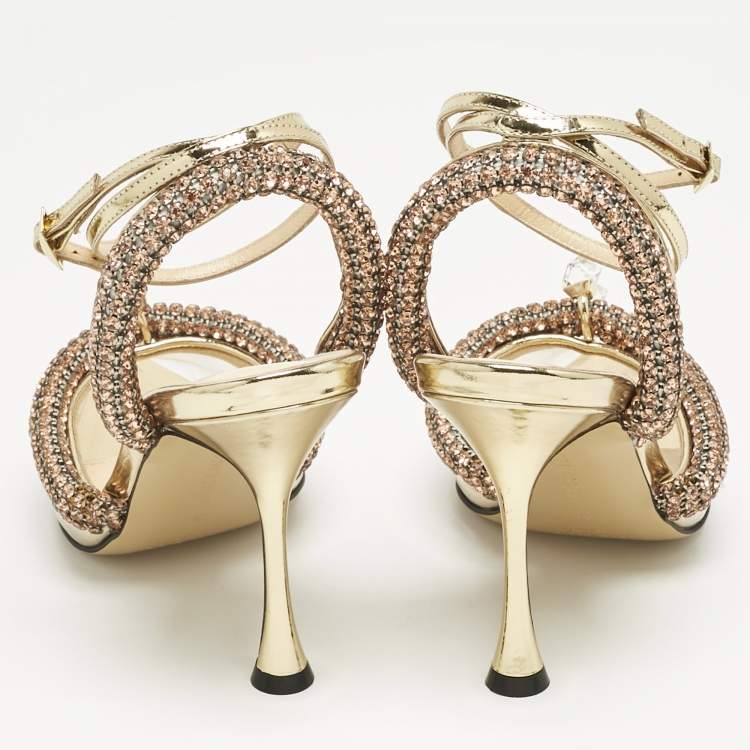 Pre Owned Mach & Mach Transparent Leather and PVC Crystal Embellish Georgia Pumps Size 38