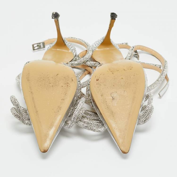 Pre Owned Mach & Mach Transparent/Silver Leather and PVC Double Bow Pumps Size 39