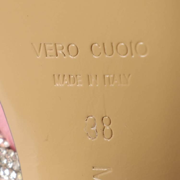 Pre Owned Mach & Mach Light Pink Satin Double Bow Crystal Embellished Platform Pumps Size 38