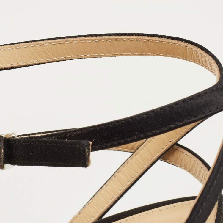 Pre Owned Mach & Mach Le Cadeau Size 42 Black Satin Platform Sandals