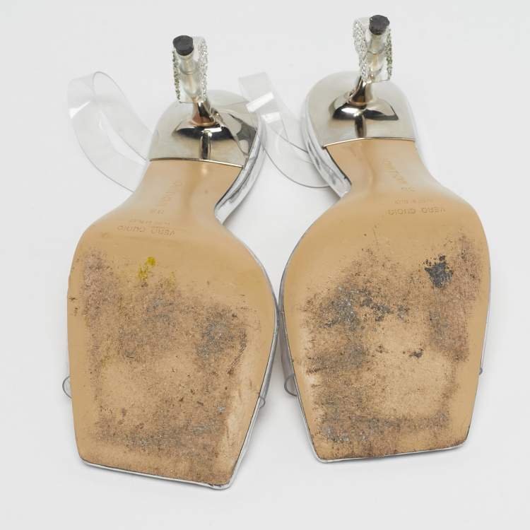 Pre Owned Mach & Mach Star Size 38 Transparent PVC Slide Sandals