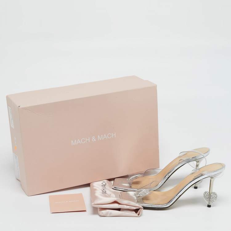 Pre Owned Mach & Mach Star Size 38 Transparent PVC Slide Sandals