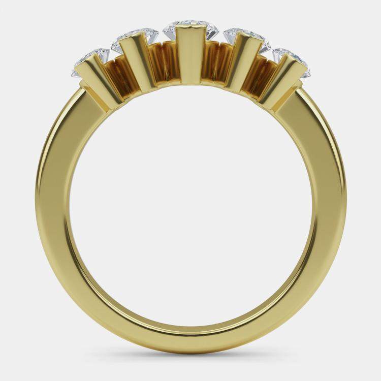 Pre Owned Lab Grown Marquise 5 Diamond Bridal Ring (1 5/8 Ct 14K) EU 48