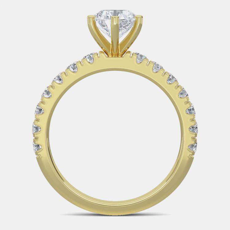 Pre Owned 14K Lab Grown Br Diamond Six Prong Classic Shank Bridal Ring EU 48 