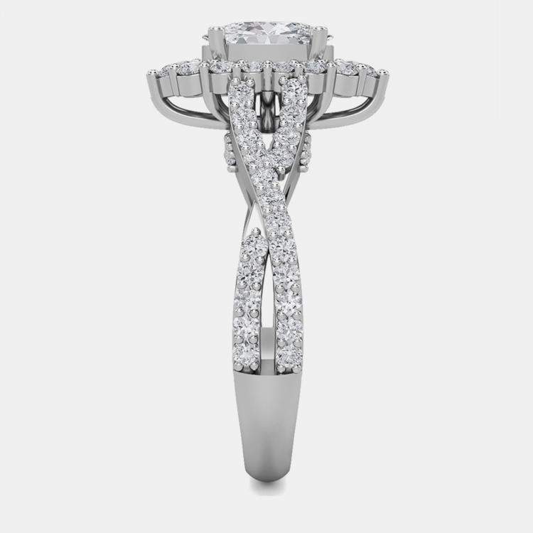 Pre Owned 14Kw Double Twist Halo Bridal Ring (2 Ctw 1 Ov Ctr) EU 48