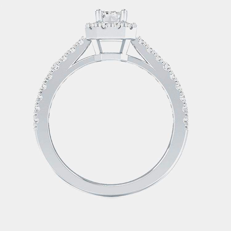 Pre Owned 14K Halo Ldg On Shank Bridal Ring EU 48