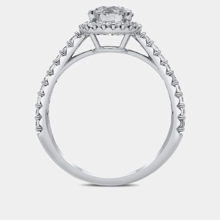 مملوكة مسبقًا 14K Single Halo Ldg On Shank Bridal Ring EU 48