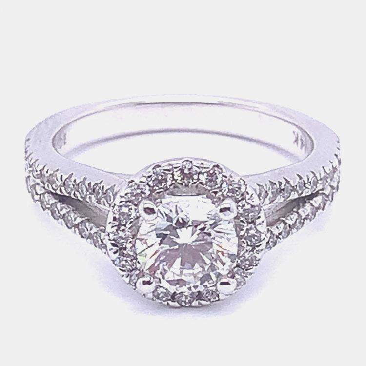 Pre Owned 1.50Ct Halo Engagement Bridal Ring EU 48