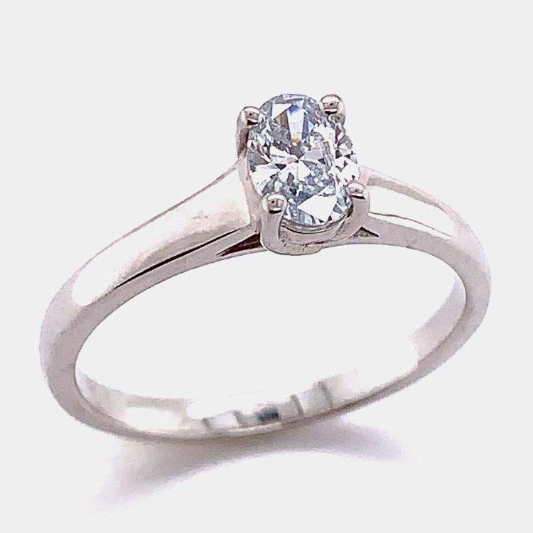 Pre Owned 14K Ov Plain Solitaire Hump Bridal Ring (0.50 Ctw) EU 48