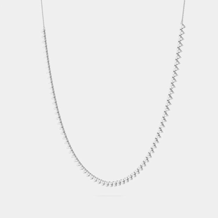 Pre Owned 14K 3 Stone Flower 18" 69 Links Lab Grown Diamond Necklace (2.50 Ctw)