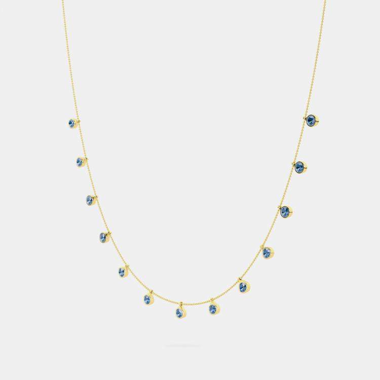 Pre Owned 14K 13 Blue Lab Grown Diamond Stone 18" Bezel Pendant Neckalce (2.75 Ctw)