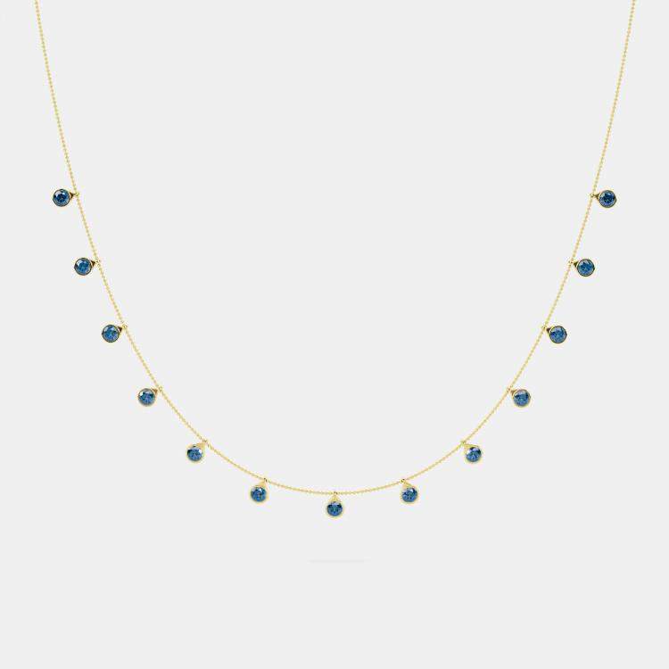 Pre Owned 14K 13 Blue Lab Grown Diamond Stone 18" Bezel Pendant Neckalce (2.75 Ctw)