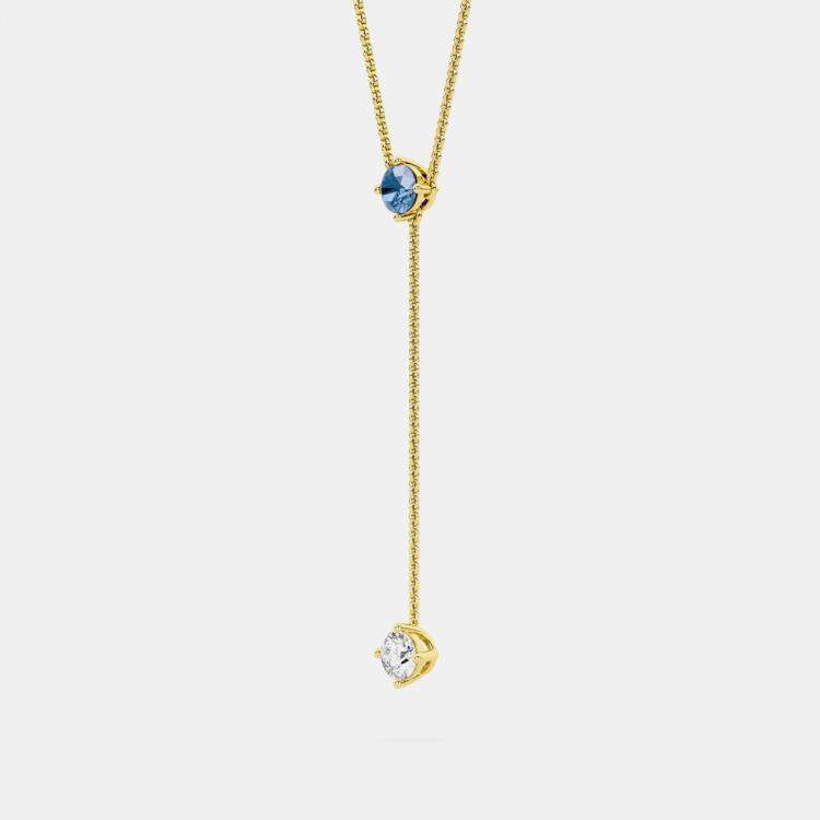 Pre Owned 14K Blue Wt 2 Stone 18" Lab Grown Diamond Pendant (0.40 Ctw)