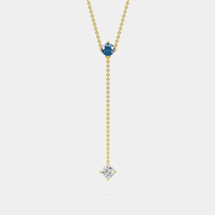 Pre Owned 14K Blue Wt 2 Stone 18" Lab Grown Diamond Pendant (0.40 Ctw)