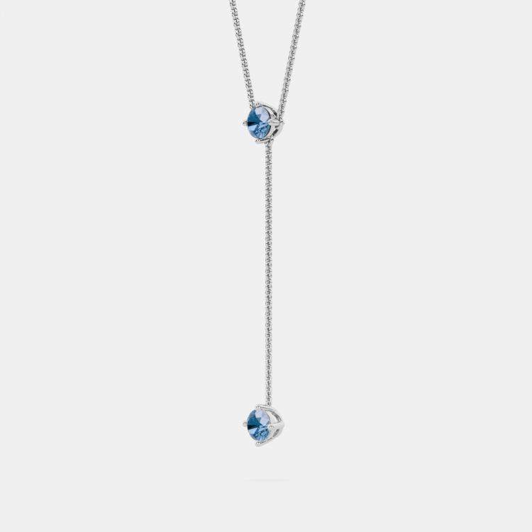 Pre Owned 14K 2 Blue Stone 18" Lab Grown Diamond Pendant (0.40 Ctw)