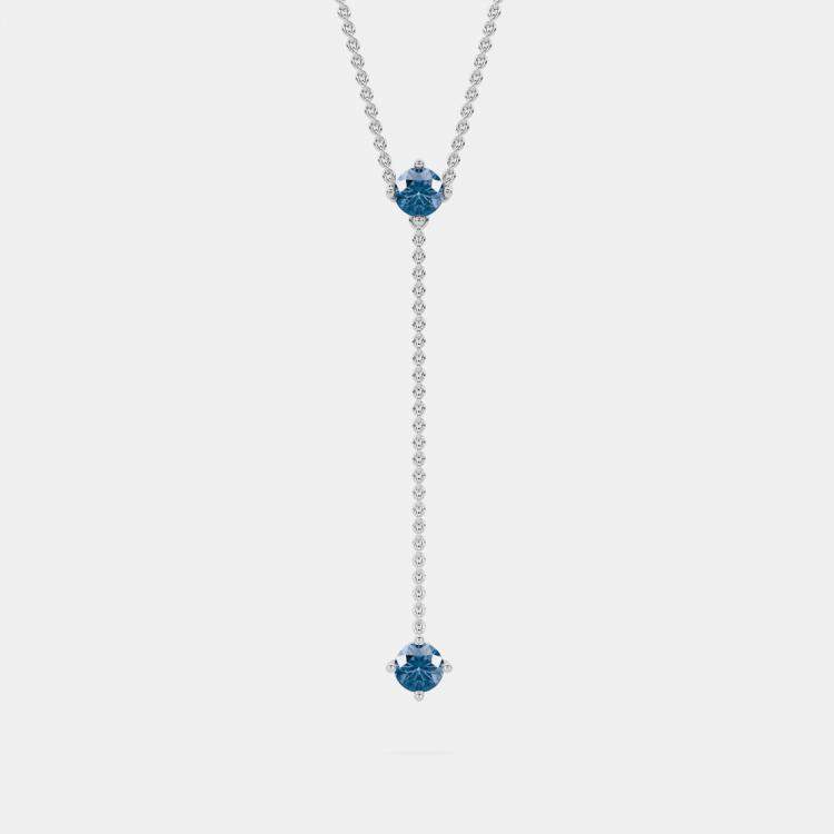 Pre Owned 14K 2 Blue Stone 18" Lab Grown Diamond Pendant (0.40 Ctw)