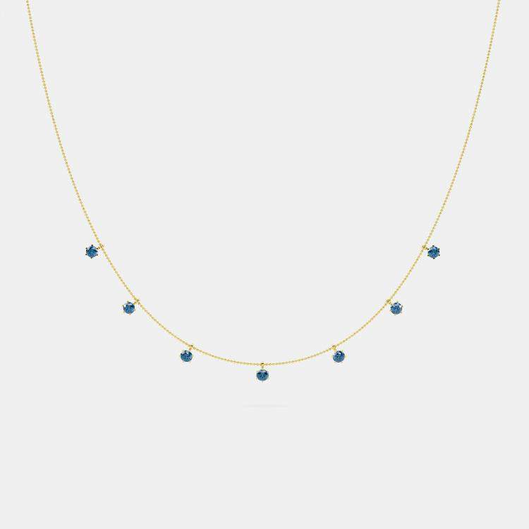 Pre Owned 14K 7 Blue Lab Grown Diamond Stone  18" Pendant (1.50 Ctw)