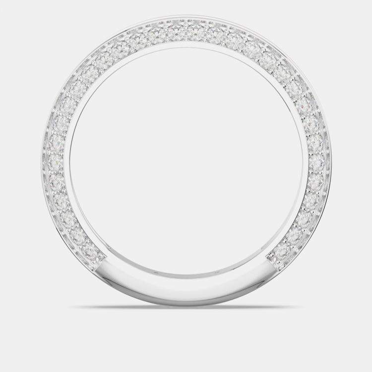 Pre Owned Classic Light Pink Ceramic Sterling Silver Lab Grown Diamonds Wedding Band US 7