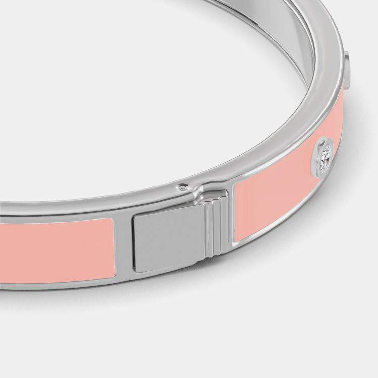 Pre Owned 14K Yellow Gold 925 Sterling Silver Ceramic Hinged Bezel Set Bangle