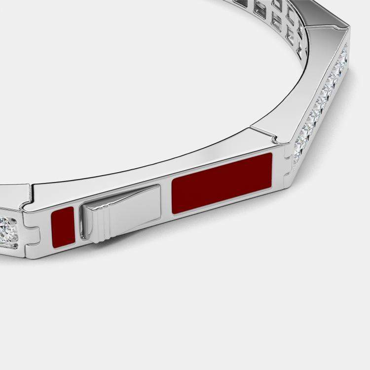 Pre Owned Silver & Ceramic Octagon Shaped Alternating Hinged Bangle