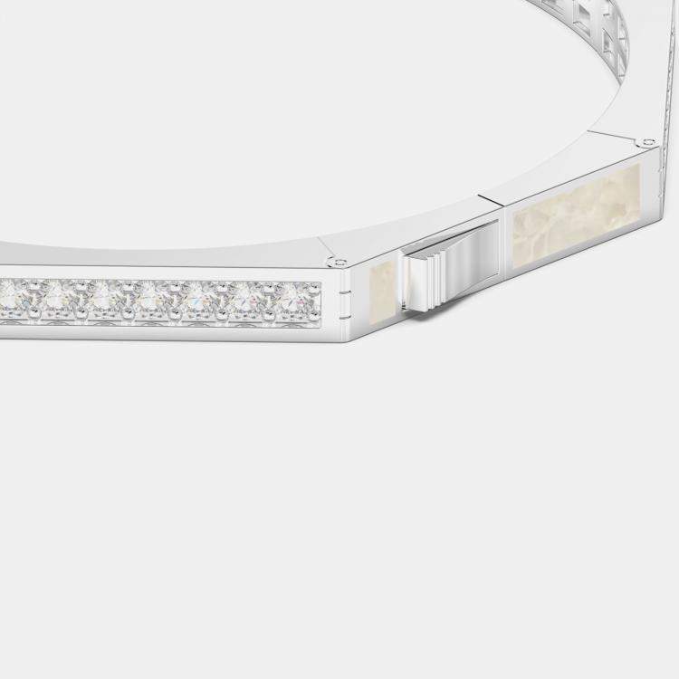 Pre Owned Silver & Ceramic Octagon Shaped Alternating Hinged Bangle