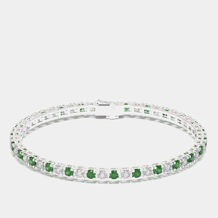 Pre Owned 925 Sterling Silver Tennis Color & Lab Grown Diamond Bracelet