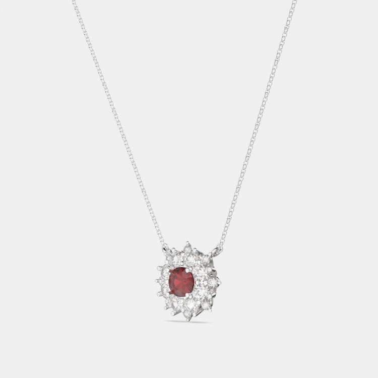 Pre Owned 925 Sterling Silver Flower Color & Lab Grown Diamond Pendant