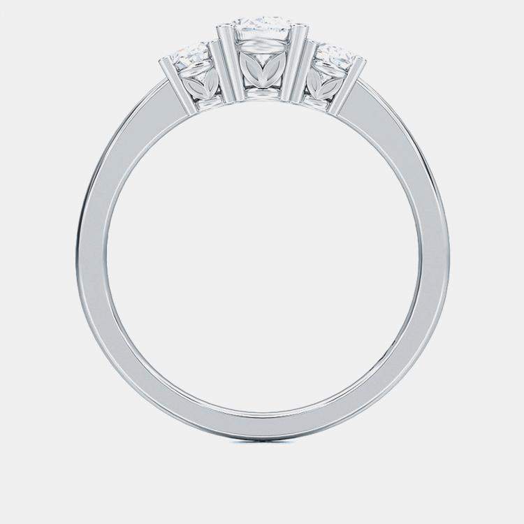 Pre Owned 14K Three Stone Lab Grown Oval Cut Diamonds Ring (1Ct) US 7